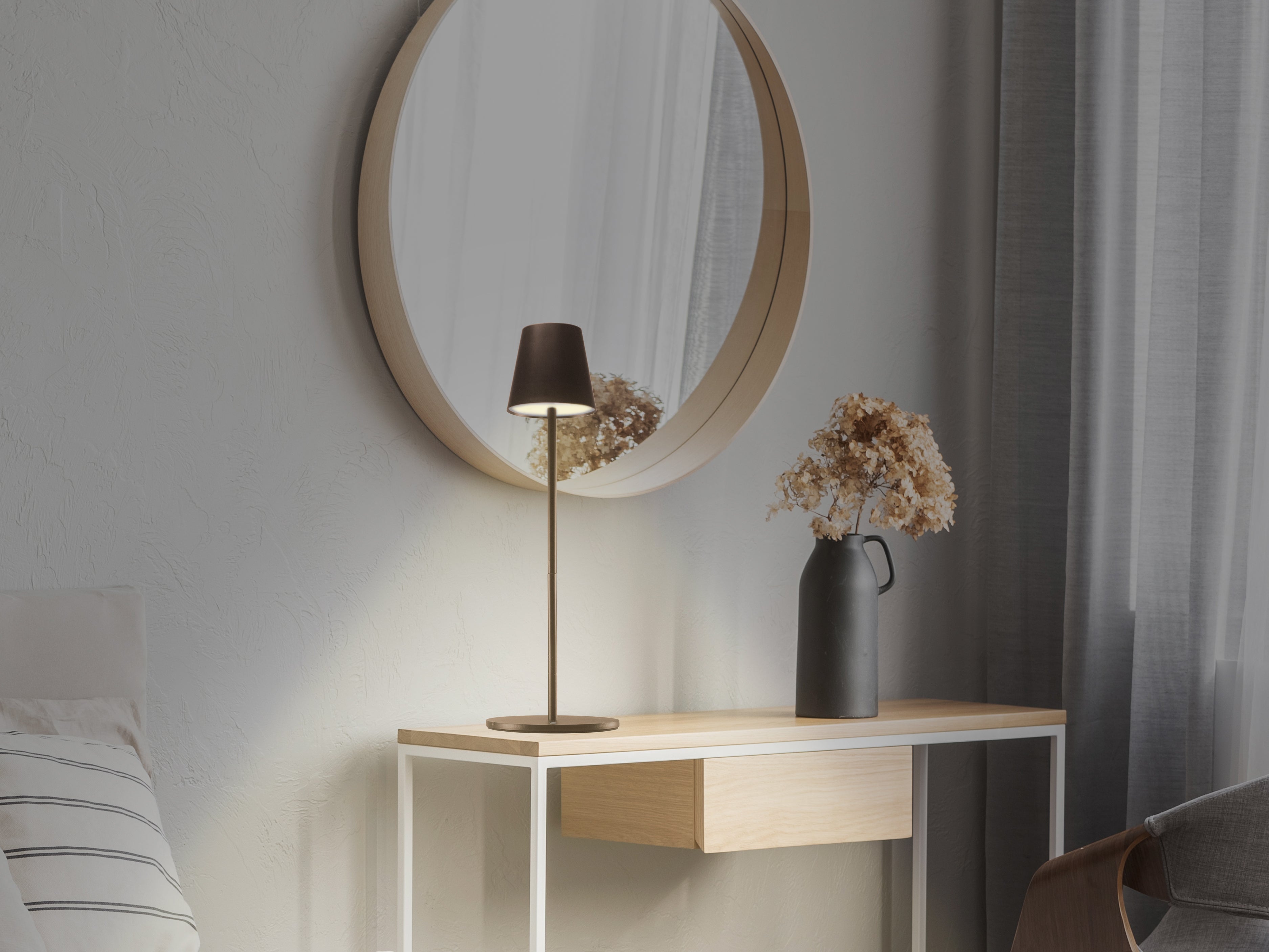 BEPER P201UTP403 Lampada da terra con altezza regolabile, Lampada da scrivania 2,3W, Lampada ricaricabile cavo USB type-C, 3 tonalità di Luce - 4