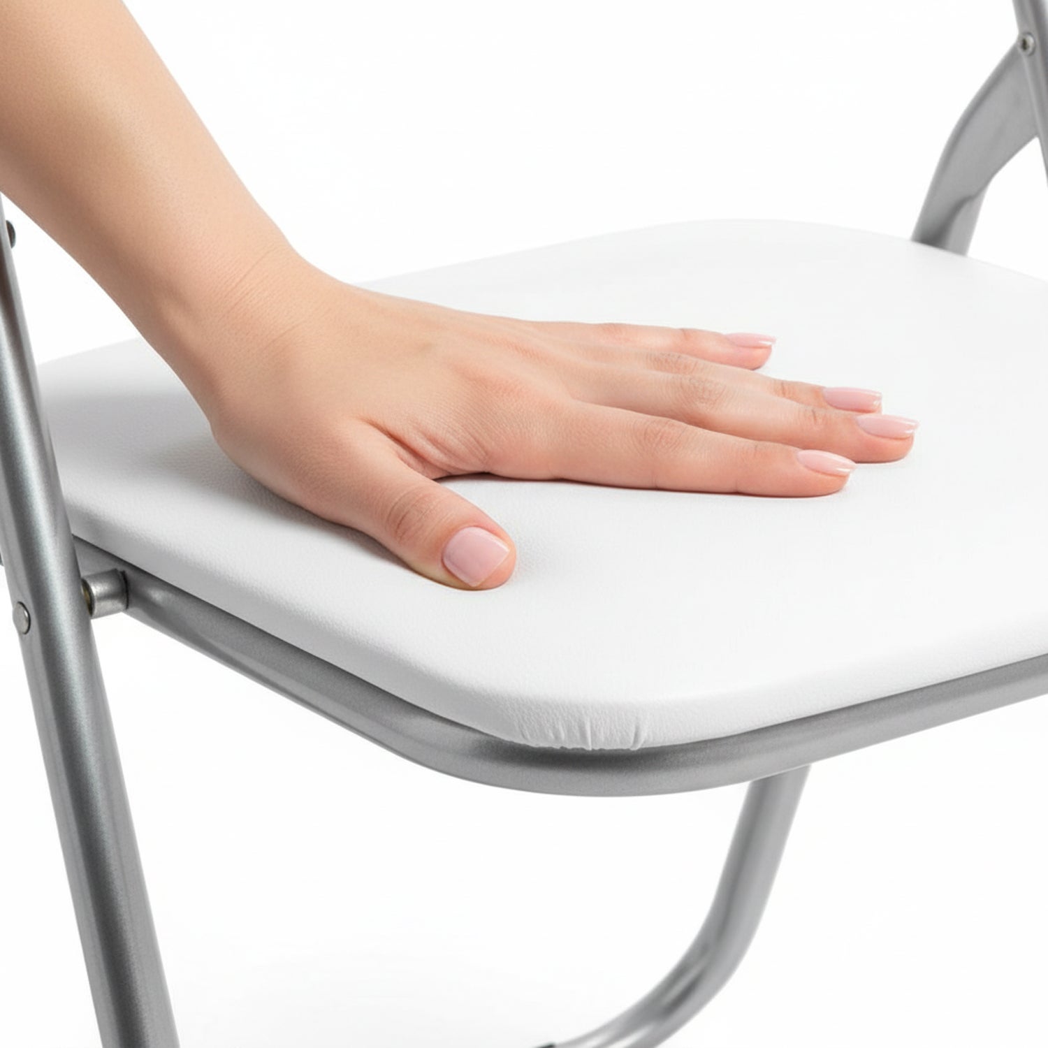 Set Di 6 Sedie Pieghevoli Con Struttura In Ferro Imbottite Salvaspazio Per Giardino Sala Riunioni Eventi Cucina Bianco - 2