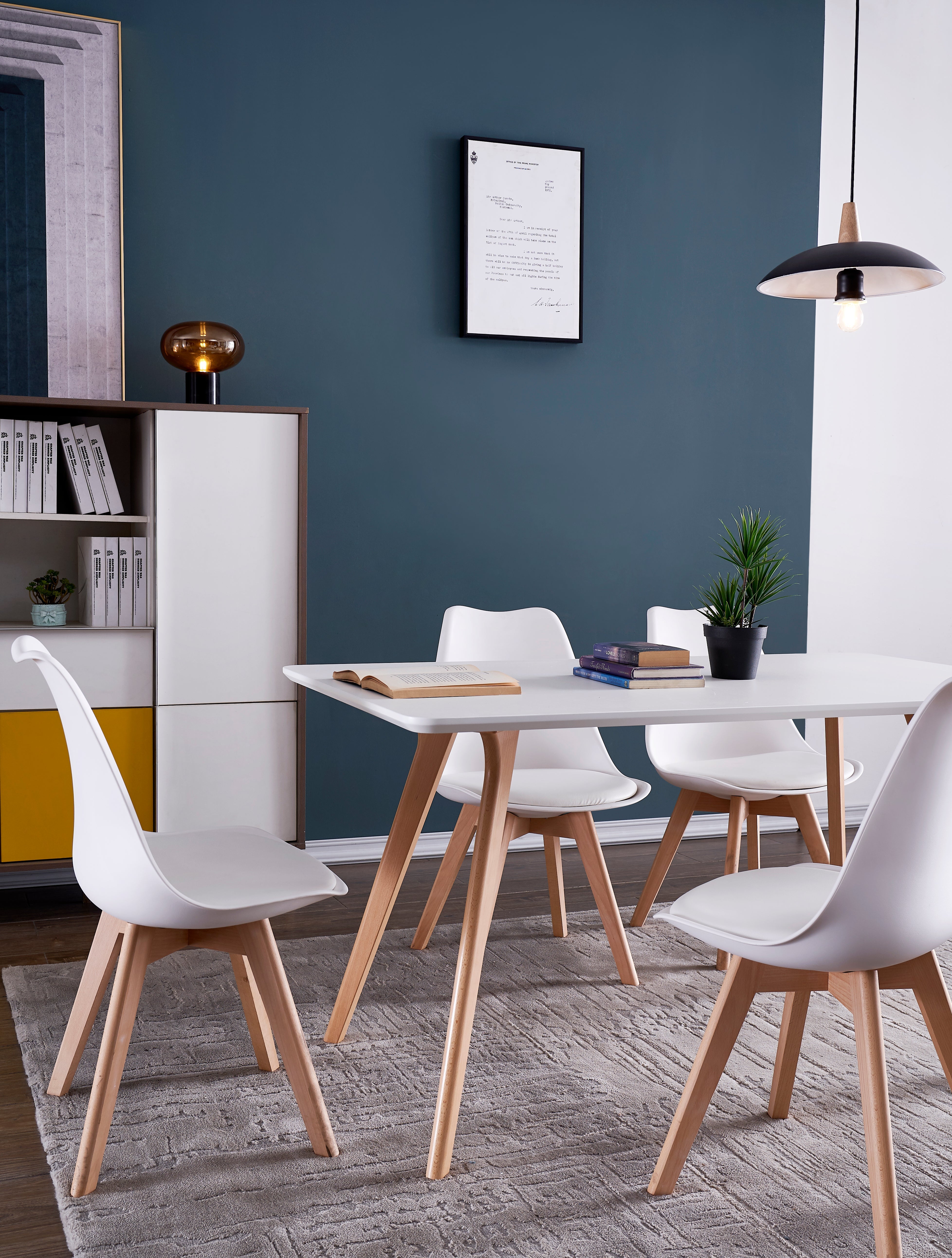 TEENO Chaises de Salle à Manger scandinave, Chaise de Bureau rétro, Blanc, Lot de 4 - 5