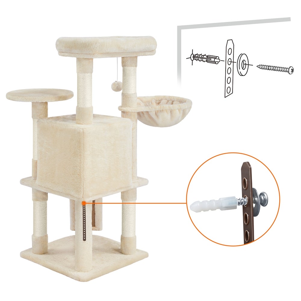 Arbre à Chat en Sisal Griffoir Grattoir Tour de Jeux pour Chat Beige Yaheetech - 5