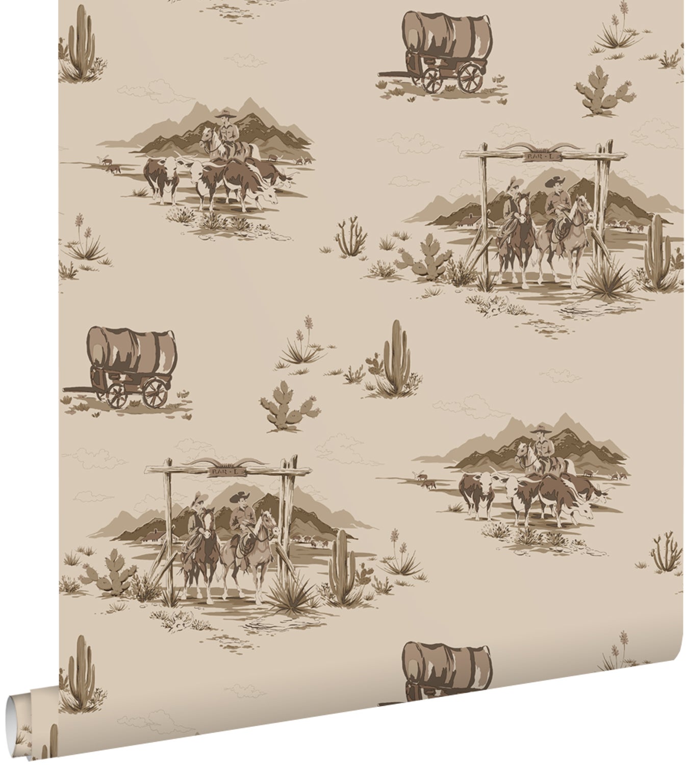 Tapeta kowboje ciemny beż - 50 x 900 cm - ESTAHOME