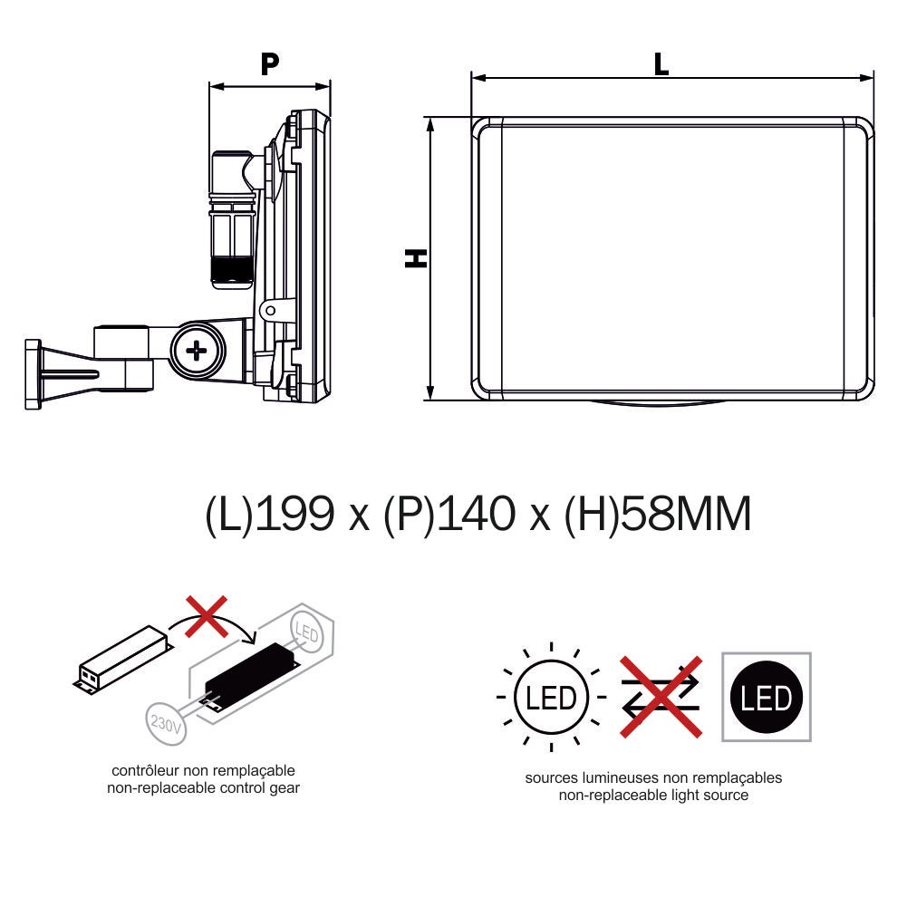 Projecteur LED 50W / 4500lm / 4000K - IP65 / IK10 - garantie 5 ans - 5