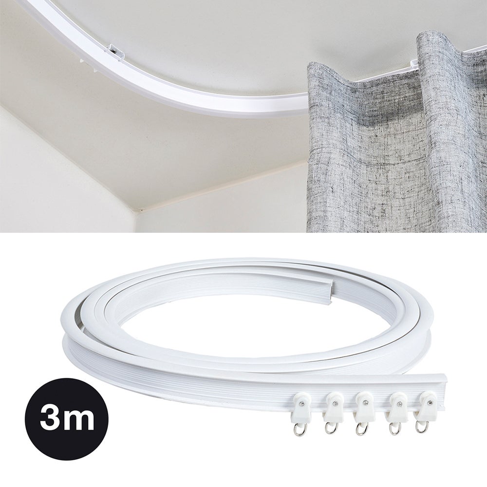 Trilhos para Cortinas Curvos para Teto, Calha Altamente Flexível e Resistente, Facilmente Ajustável a qualquer forma, CINTACOR Branco 300cm - 2