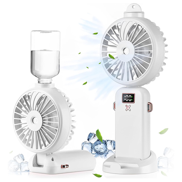 Inteligentny mini wentylator przeciwmgielny cyfrowy wyświetlacz trybów ultrakompaktowy składany podwójne ładowanie USB bezprzewodowe przegrzaniem