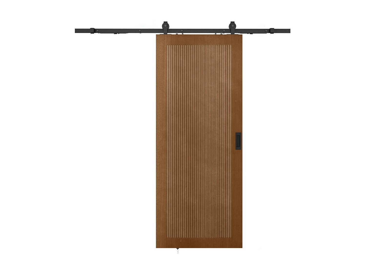 Drzwi przesuwne naścienne z MDF i drewna naturalny ciemny - wys. 205 x szer. 83 cm - SANDORA