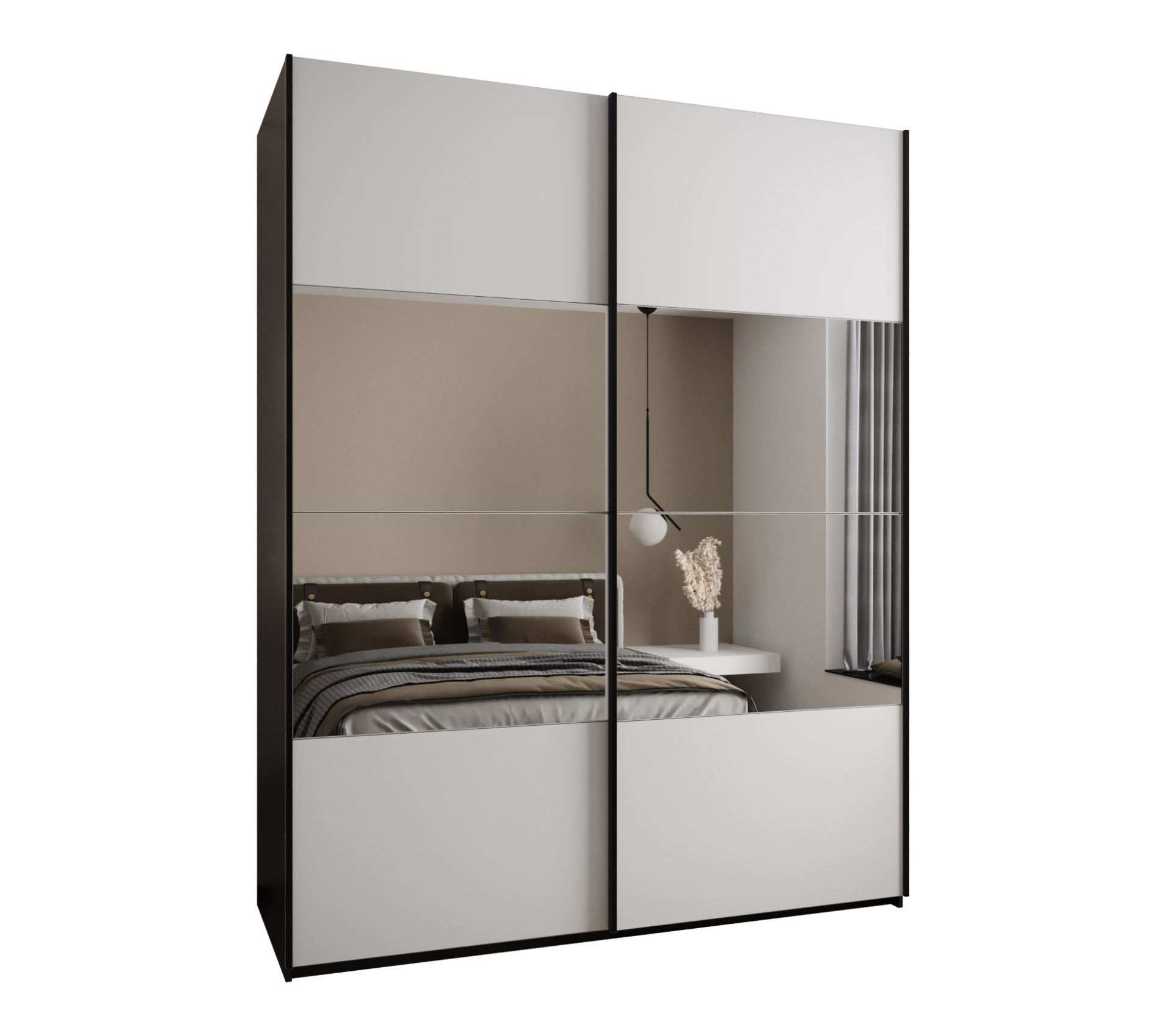 Szafa przesuwna wysoka Lux 4 190 x 64 x 245,5 cm czarny + biały + u. czarny - Abiks Meble