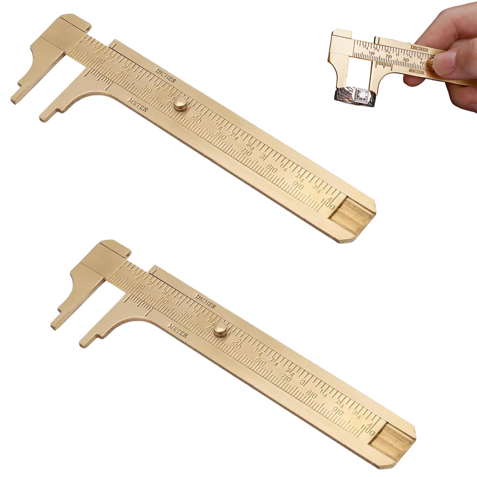 Zestaw 2 Mini Suwmiarki z Mosiądzu 100 mm z Podwójną Podziałką