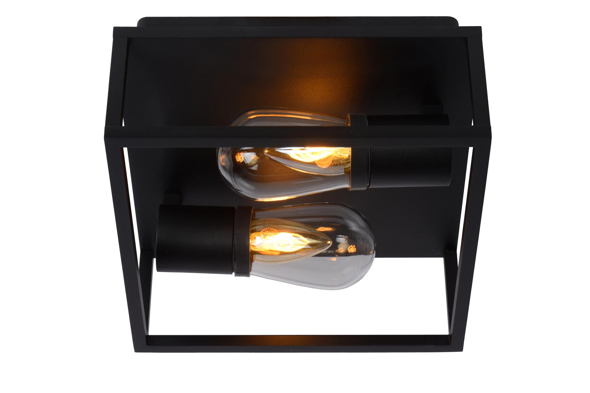 Lampa wisząca CARLYN czarna 2xE14x6W aluminium wym:12,6x25x25cm IP54 Lucide