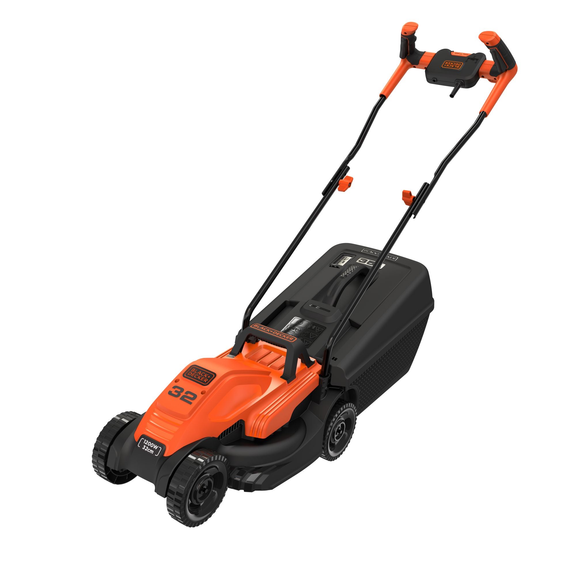 Kosiarka ręczna 1200 W z ostrzem 32 cm, kierownicą rowerową i pojemnikiem na trawę o pojemności 35 l – Black & Decker - 9