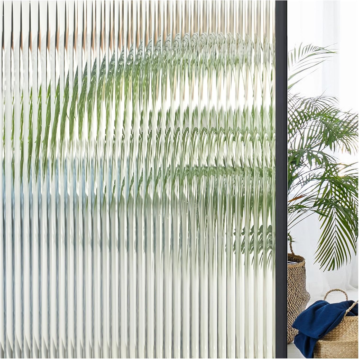 Matowa, nieprzezroczysta folia okienna z klejem, przypominająca szkło, adsorpcja elektrostatyczna, ochrona UV, z klejem od spodu, 40 x 200 cm.