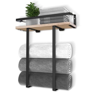 Set 5 Pezzi Accessori Bagno Nero In Acciaio Inox SUS304 - Porta Salviette 60cm, Porta Carta Con Mensola, Anello E Ganci - 2
