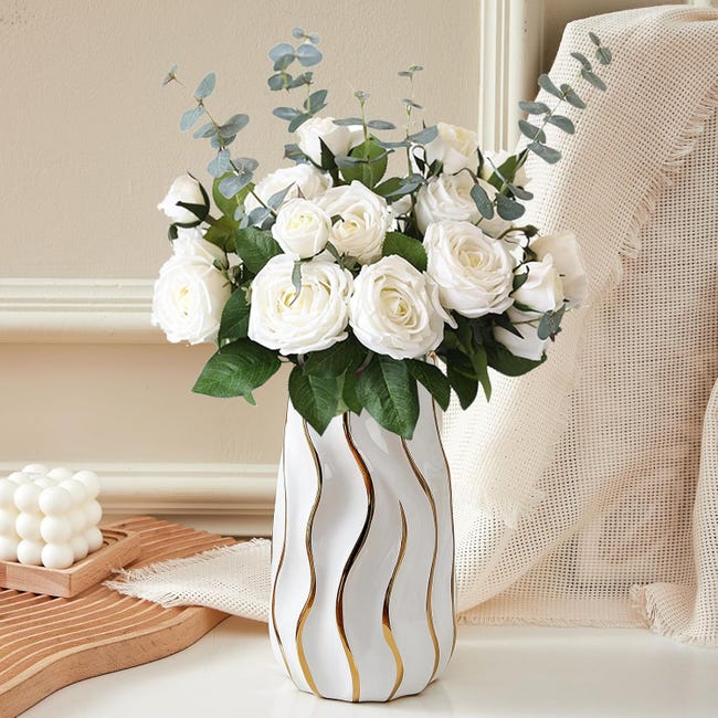 Vaso in ceramica bianca per arredamento, vaso decorativo per fiori, vasi in ceramica a strisce verticali | Leroy Merlin Vaso in ceramica bianca per arredamento, vaso decorativo per fiori, vasi in ceramica a strisce verticali | Leroy Merlin