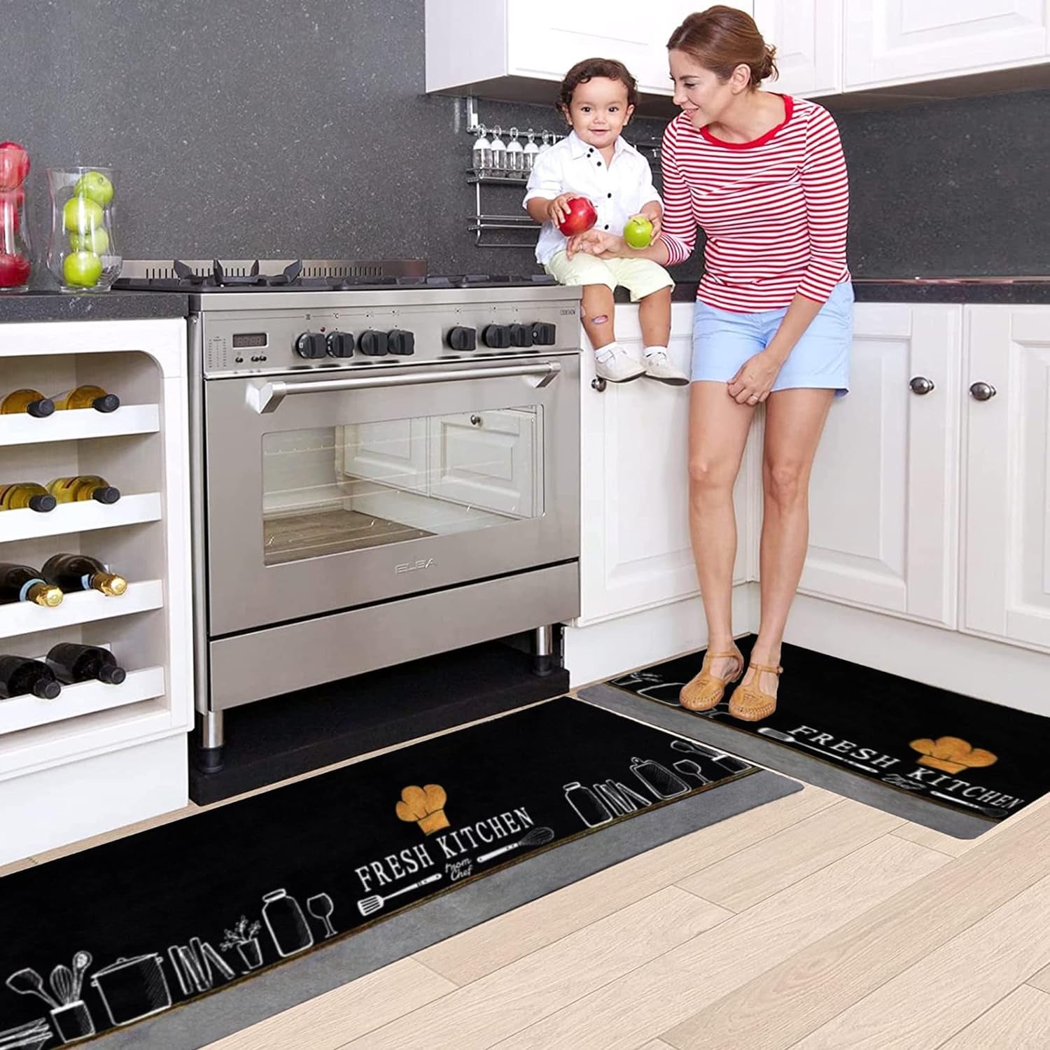 Lot 2 Tapis Motif Moulin Campagne Orange Absorbant Eau Lot De 2 Tapis De Sol De Cuisine Antidérapants, Absorbants D Cuisine Anti Poussiere Tapis De Sol Interieur 97409375 Lot 2 Tapis Cuisine