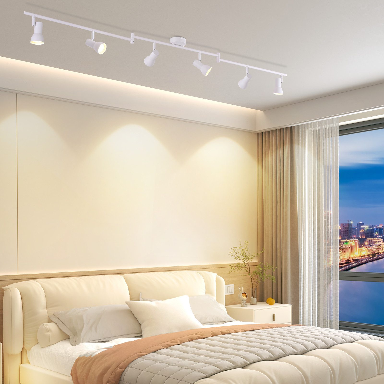 NETTLIFE Reflektorowa sufitowy 6 płomieni Biały GU10 Metalowa lampa sufitowa do sypialni i przedpokoju - 7