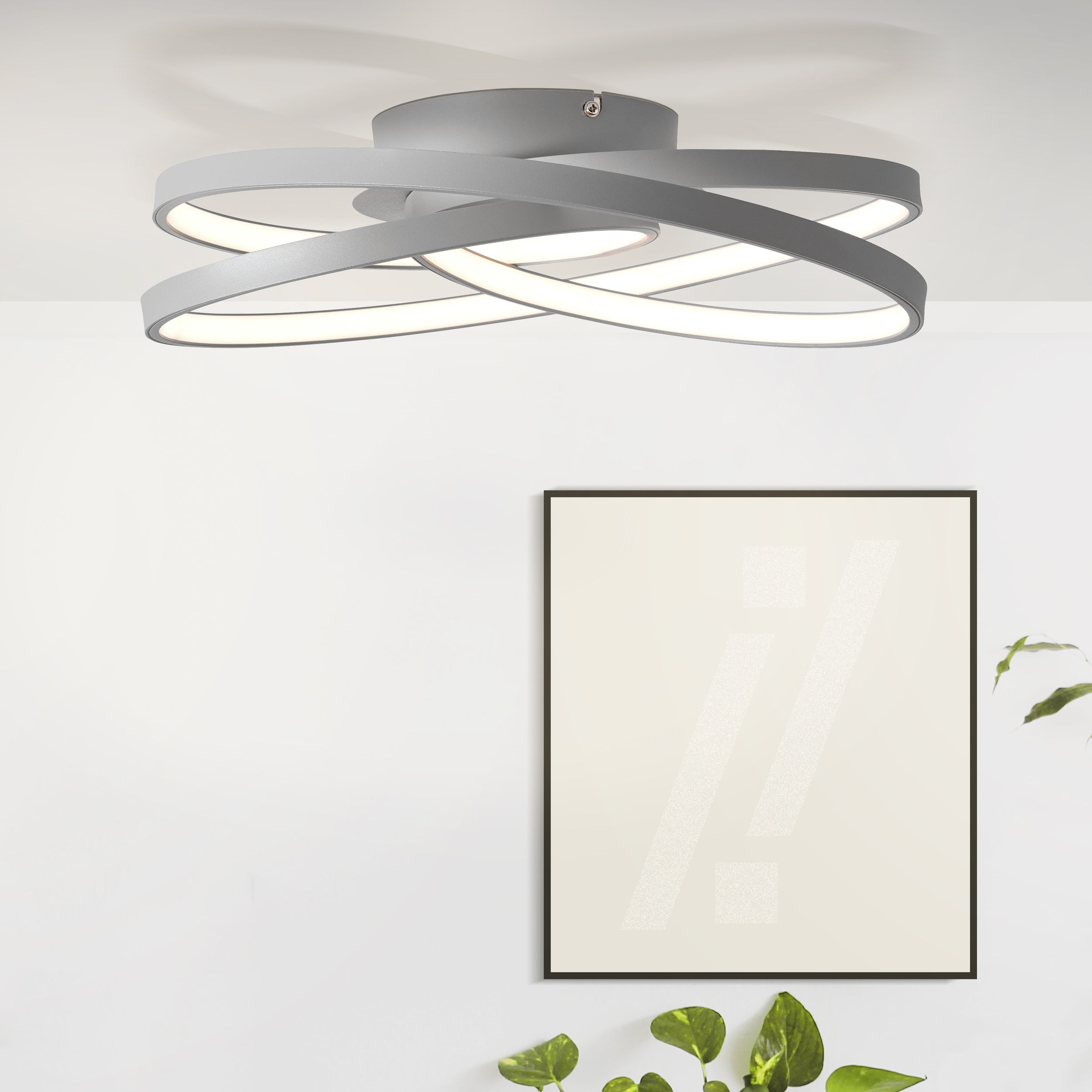 Lampa BRILLIANT, lampa sufitowa Zelia LED 51x51cm 4 płomienie anodowany nikiel, 1x zintegrowana dioda LED, zintegrowana dioda LED 40W, (4270lm, 3000K) - 6