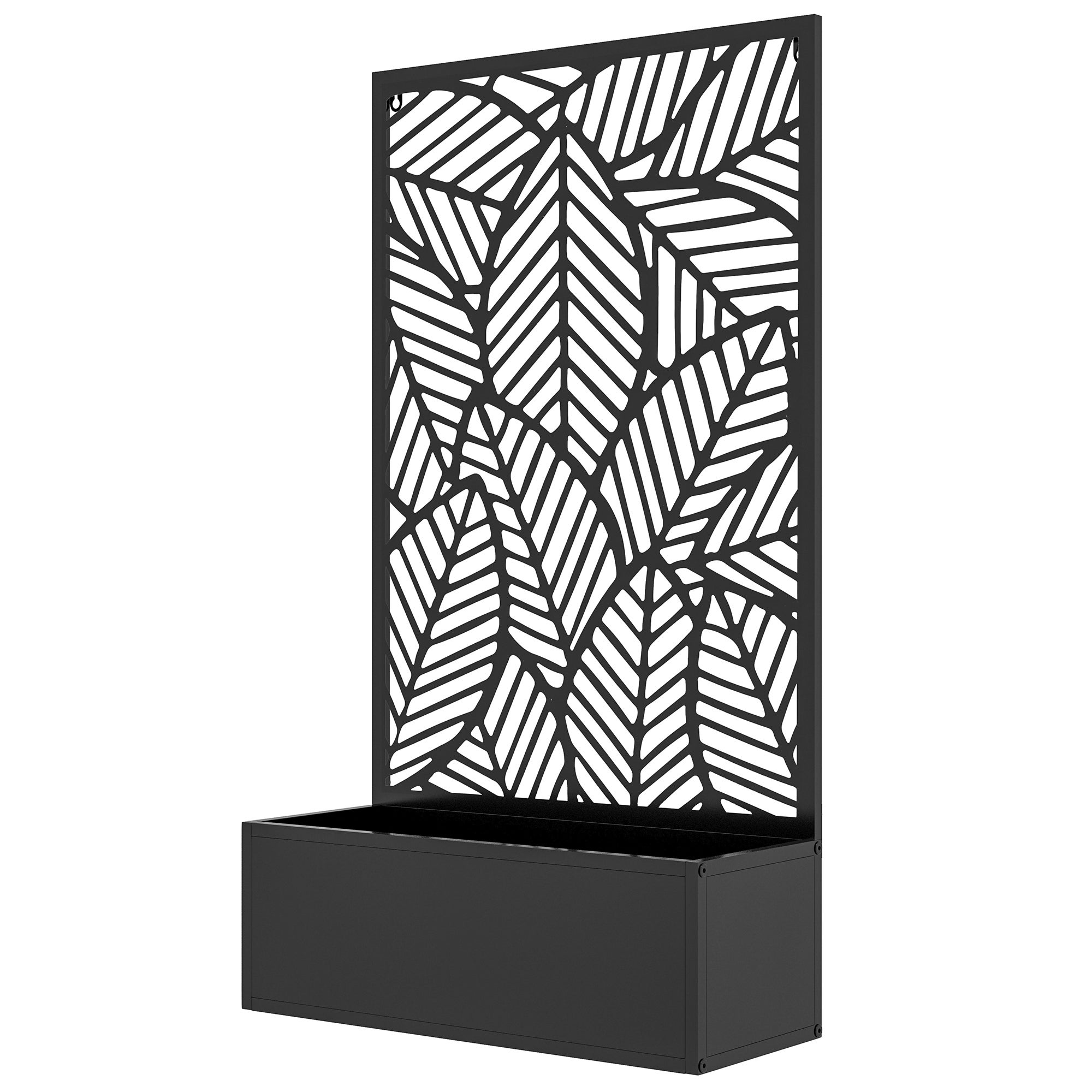 Jardinière avec brise-vue paravent treillis pour Plante Grimpante, bac à Fleurs - dim. 61L x 23l x 113H cm - 2