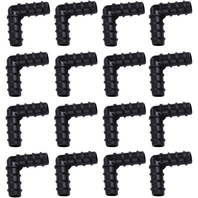 Złącze do nawadniania kropelkowego, 100 szt złączek kolankowych, 16 mm złączka do nawadniania kropelkowego, 90-kątne złącze do węża plastikowego