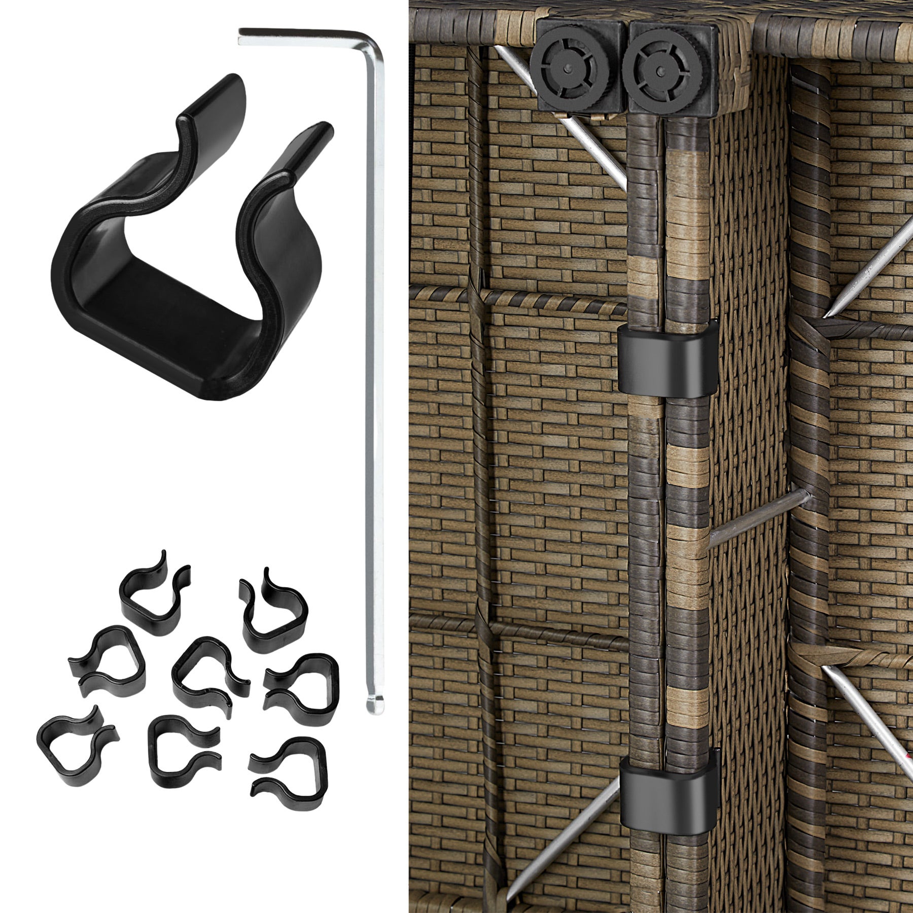 Set da giardino in rattan 4-5 posti con telaio in alluminio e imbottitura di 10 cm TECTAKE - 8