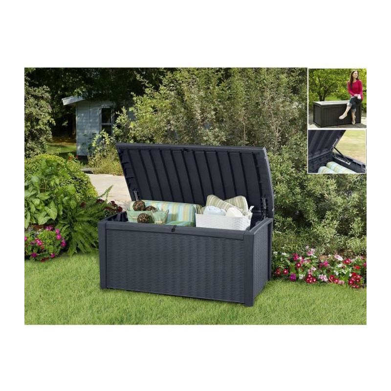 SKRZYNIA OGRODOWA NA BALKON BALKONOWA SCHOWEK SIEDZISKO KETER 416 L GRAFIT