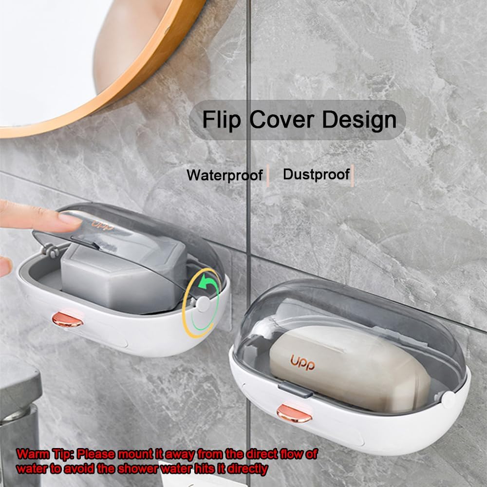 2 Porte-savons En Silicone - Avec Drainage, Antidérapants, Pour Salle De Bain Et Cuisine (Gris) - 6