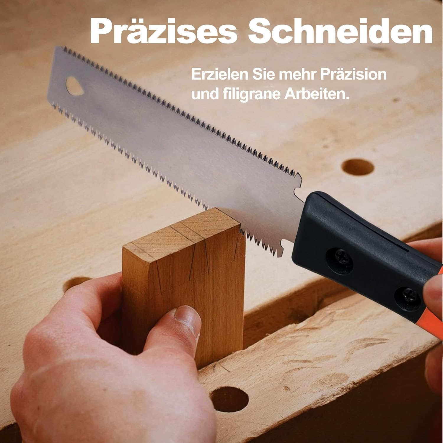 Scie à main japonaise à double tranchant, petite et fine, avec manche antidérapant – Lame en acier au carbone pour le travail du bois. - 3