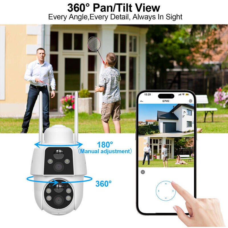 Caméra Surveillance 4K(2K+2K) WiFi Extérieure sans Fil Solaire , Double Objectif Double PIR, 360° Solaire Caméra, Vision Nocturne Couleur,ANRAN - 4