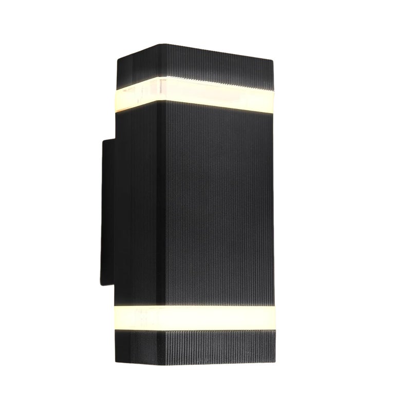 Zewnętrzna lampa ścienna LED, wodoodporna IP65, nowoczesna, aluminiowa 3000 K, do ogrodu, garażu, tarasu, podjazdu, czarna