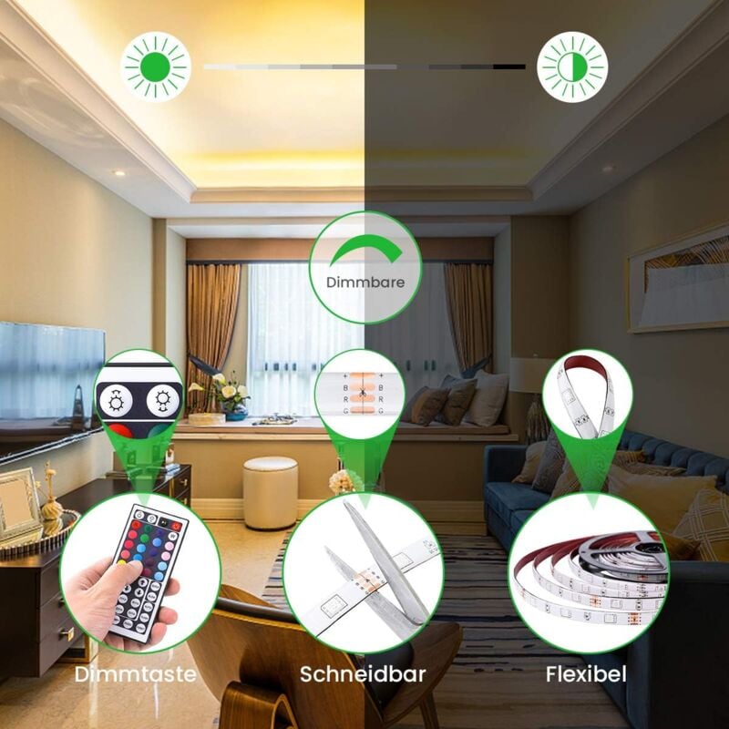 Bande lumineuse LED étanche 10M 300 LED IP65 Bande lumineuse multicolore avec télécommande pour éclairage intérieur et extérieur Décoration - 2