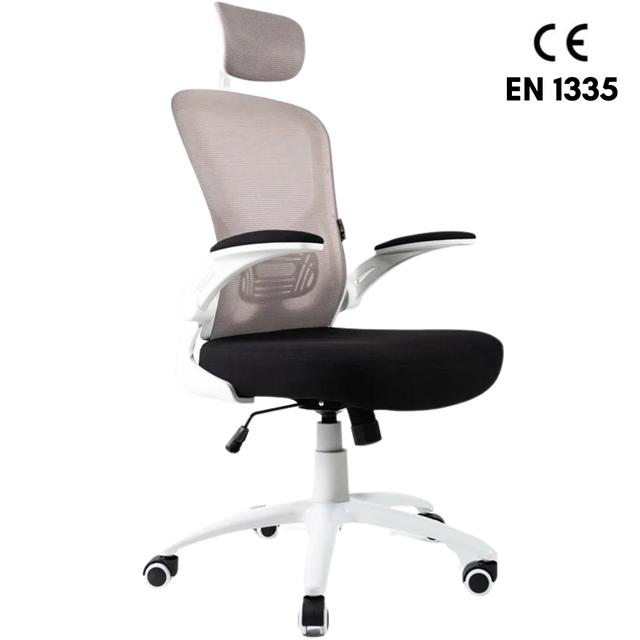 Sedia Ufficio EN 1335 Certificata Poltrona Ergonomica Girevole Regolabile con Braccioli per Scrivania, Bianco - ZIK