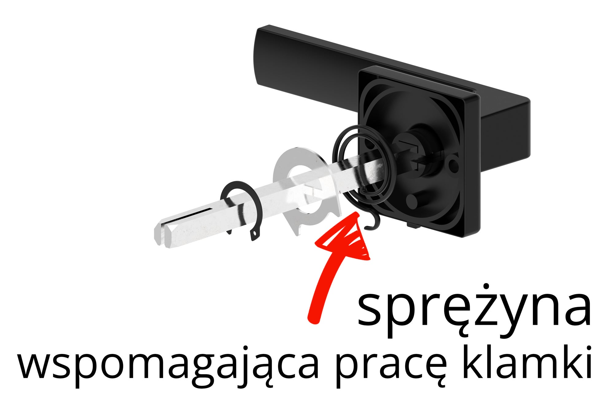 CZARNA klamka ERGO z kwadratowym szyldem komplet z rozetami łazienkowymi (WC), ze wspomaganiem - 5