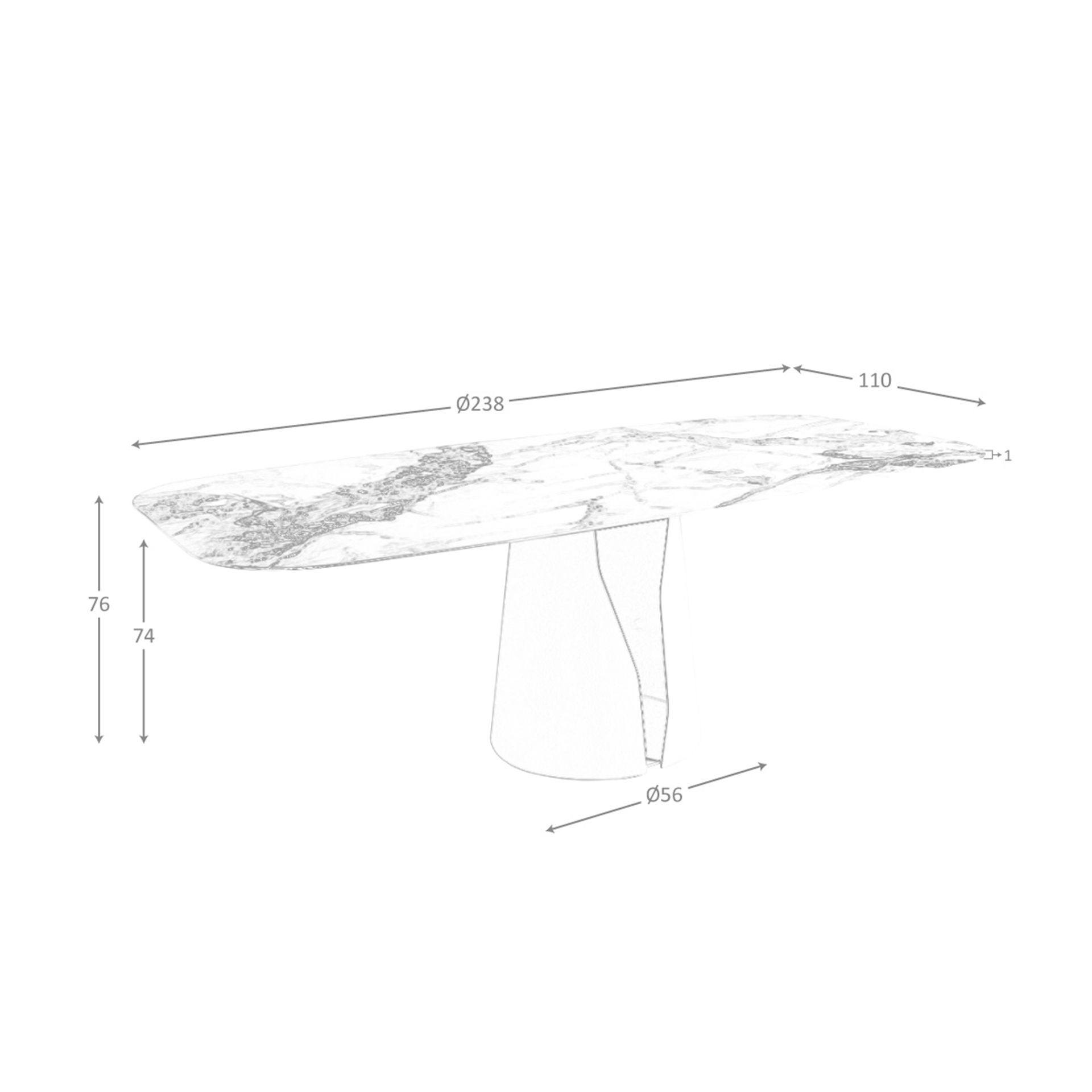 ANGEL CERDA Mesa comedor ovalada barril mármol porcelánico y acero blanco - 9