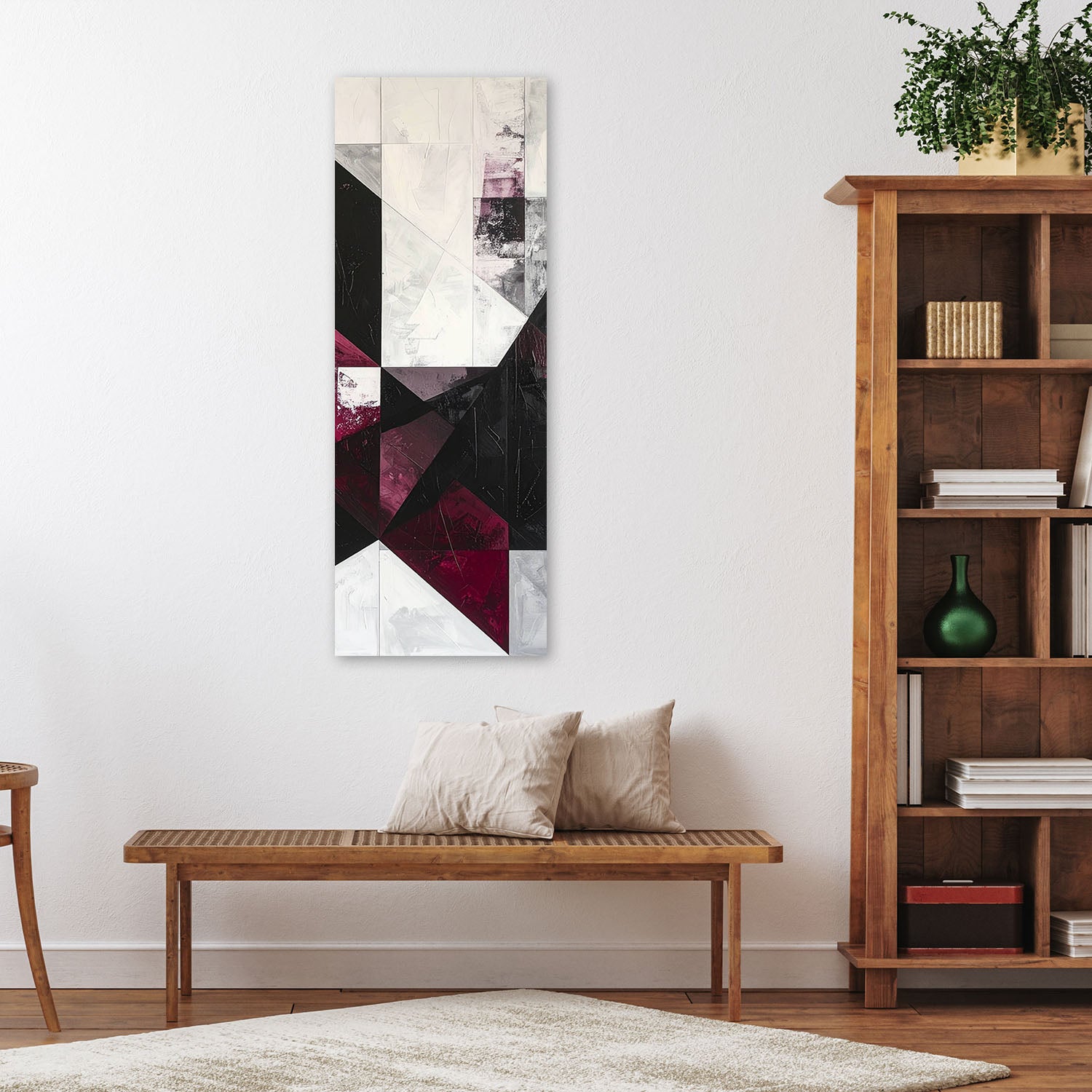 Obraz do salonu biura kuchni, Abstrakcja w odcieniach burgundu 50x150 - 2
