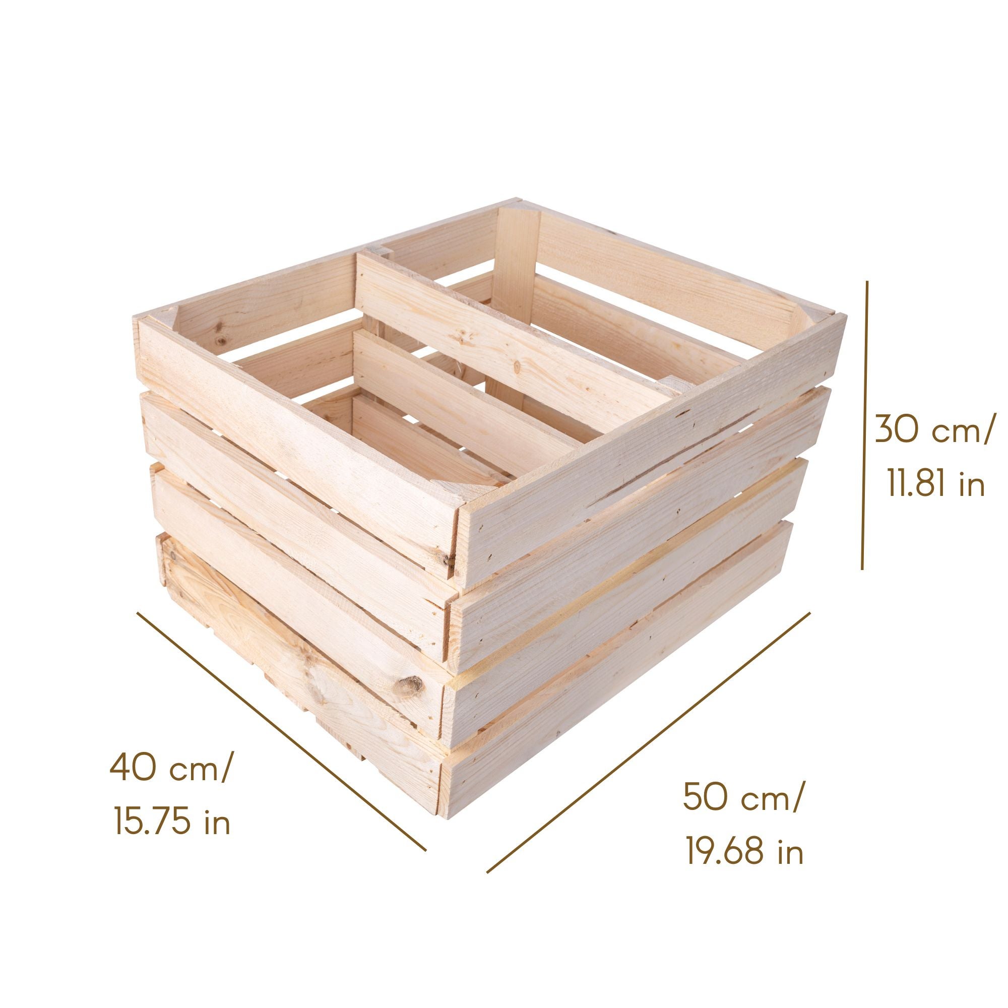 Creative Deco Caisse en Bois Naturel avec Etagere | 50x40x30 cm | Caisse de Rangement | Caisse Rangement Bois | Caisse Vin | Cagette Bois Deco - 5