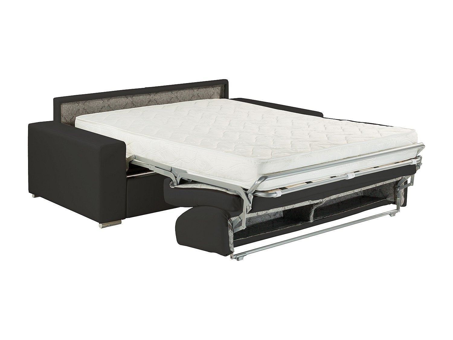 Canapé 3 places convertible express en simili EMIR - Noir - Couchage à lattes larges 140 cm - Matelas 18 cm - 2