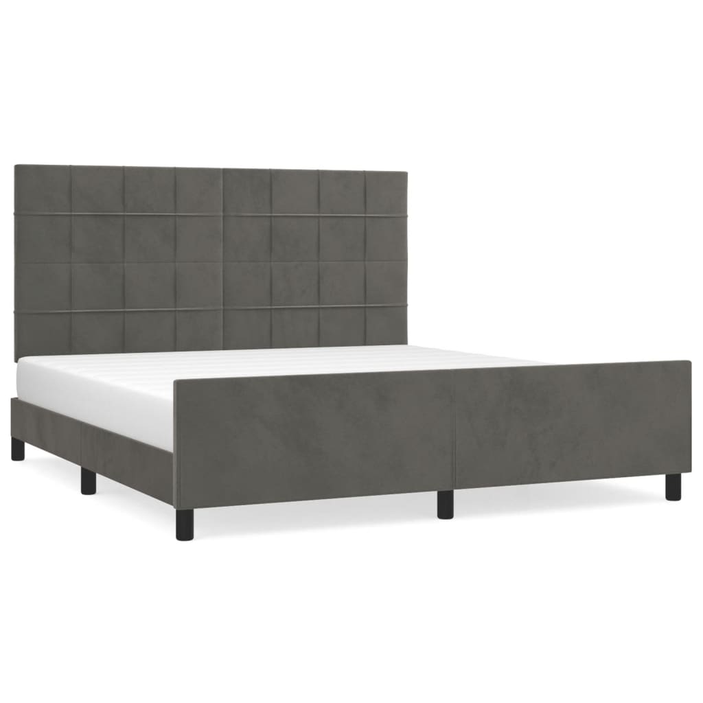 Cadre de lit sans matelas gris foncé 160 x 200 cm en velours - 2