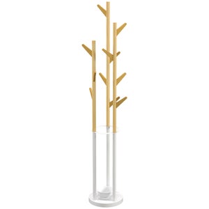 Panca Con Appendiabiti Da Ingresso HOMCOM - In Bambù E MDF, 6 Ganci, 40x30x180 Cm