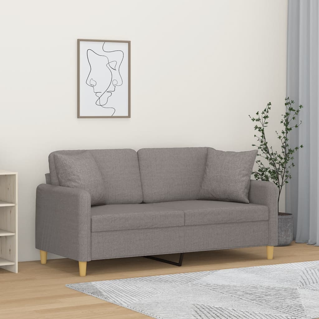 Vidaxl Sofá De 2 Plazas Con Cojines Tela Taupe 140 Cm Gris , Leroy Merlin
