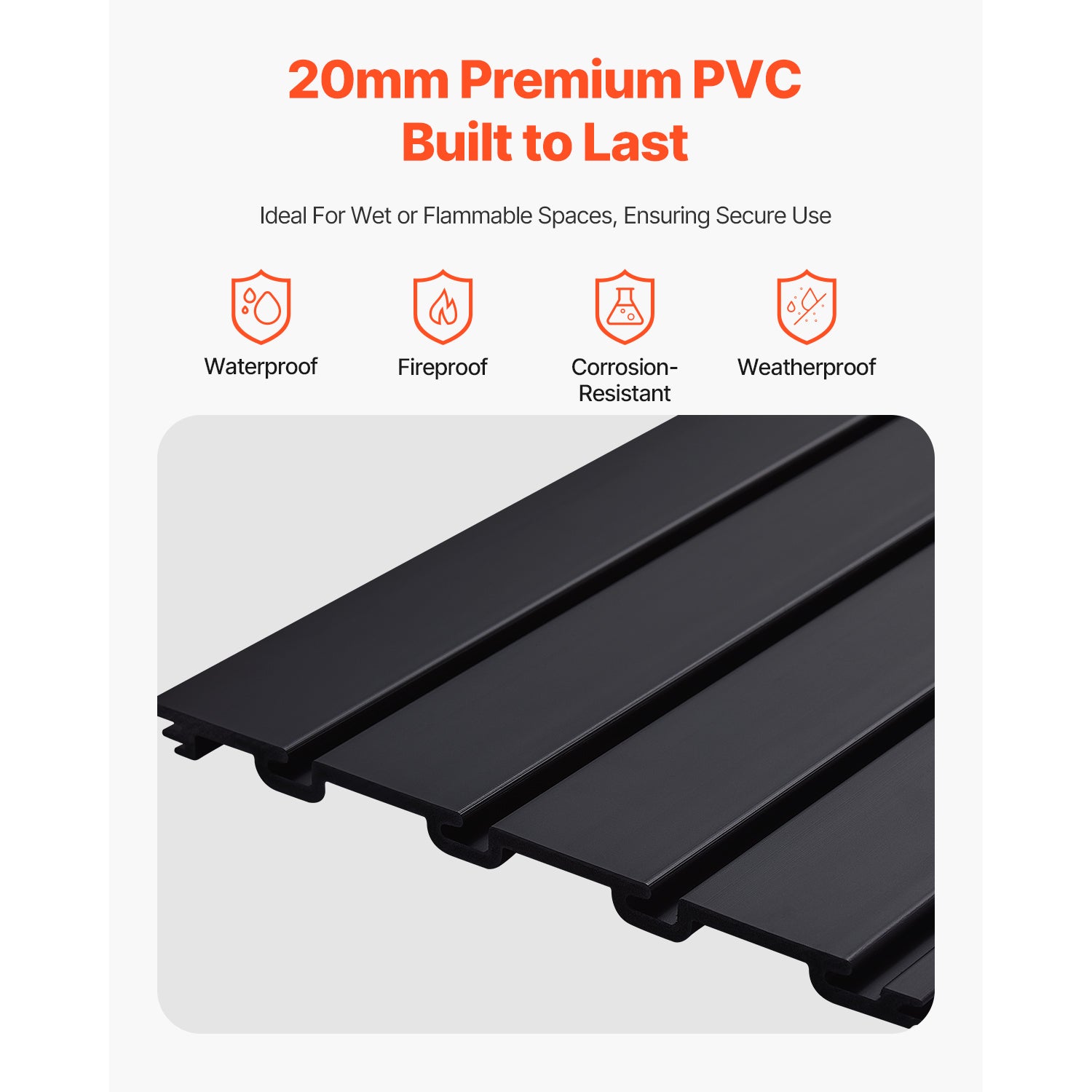 Panneau mural a lattes SucceBuy pour garage, 1225 x 2450 mm, panneau en PVC avec design modulaire, pour outils, organisation, stockage, atelier, noir - 3