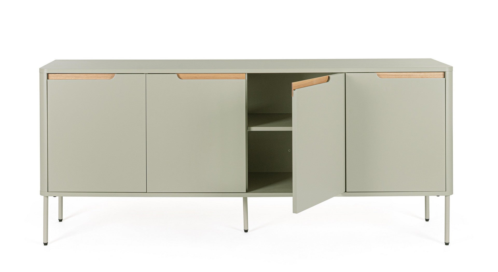 Buffet en acier, 4 portes, revêtement en papier, 170 × 40 × 75 cm, gris ...