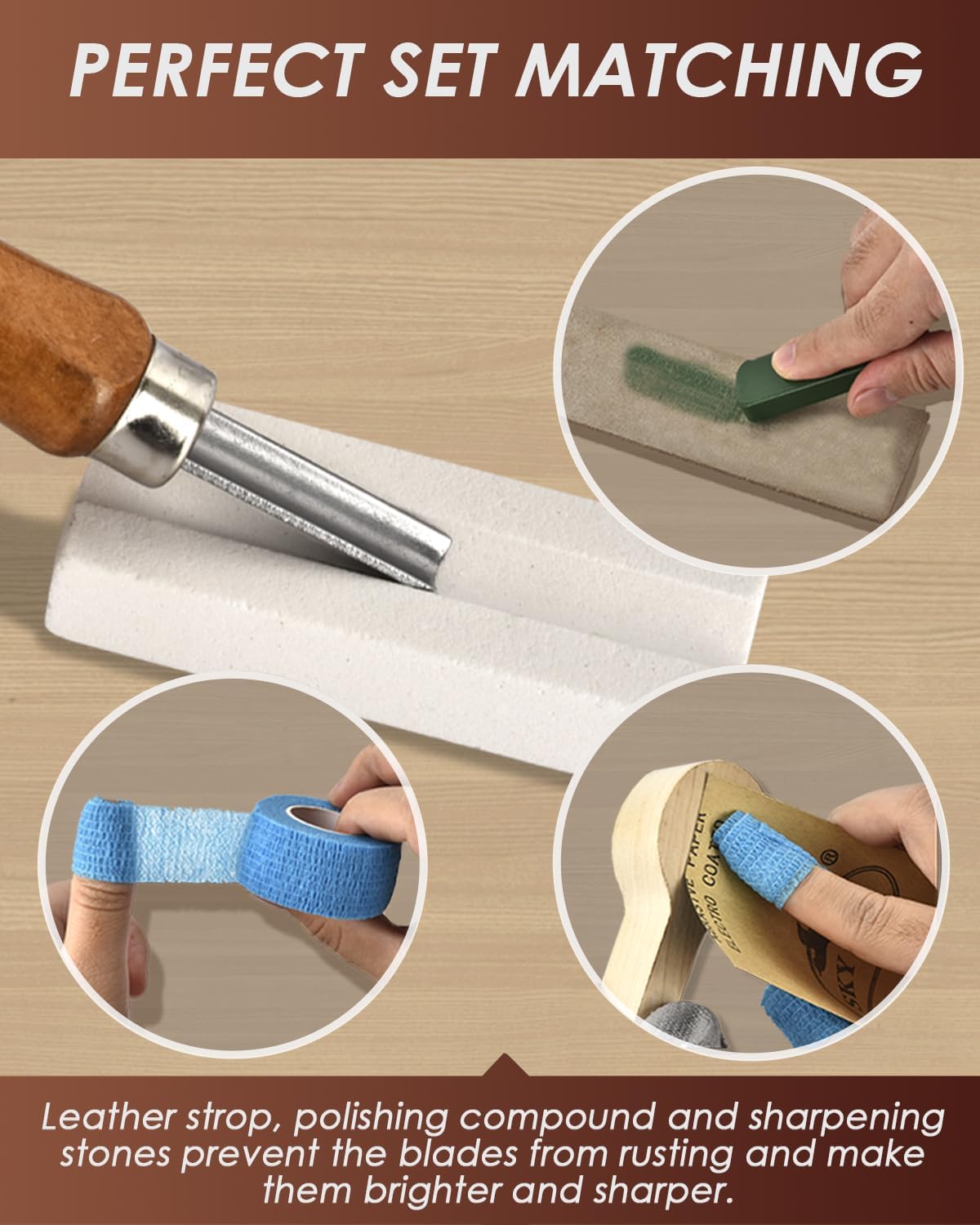 Kit de sculpture sur bois avec ciseaux à bois : Ensemble professionnel de sculpture sur bois, 25 outils à main de luxe avec étui en cuir - 5