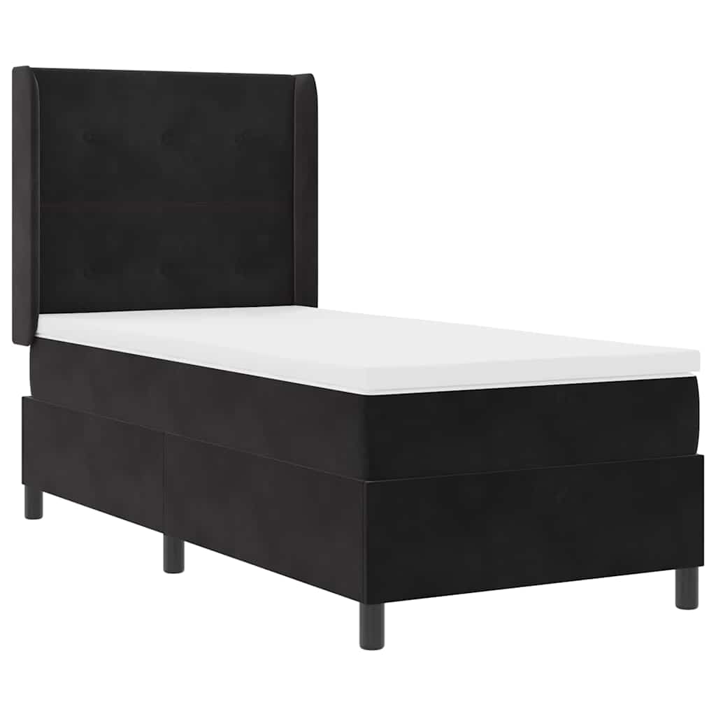 Cama tipo Box Spring con cabecera Negro 80 x 200 cm Terciopelo | Leroy ...