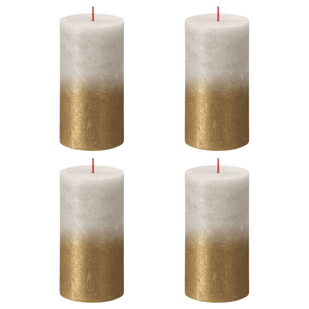 Bougie Bolsius Bougies pilier rustiques 4 pcs 130x68 mm Gris sableux et