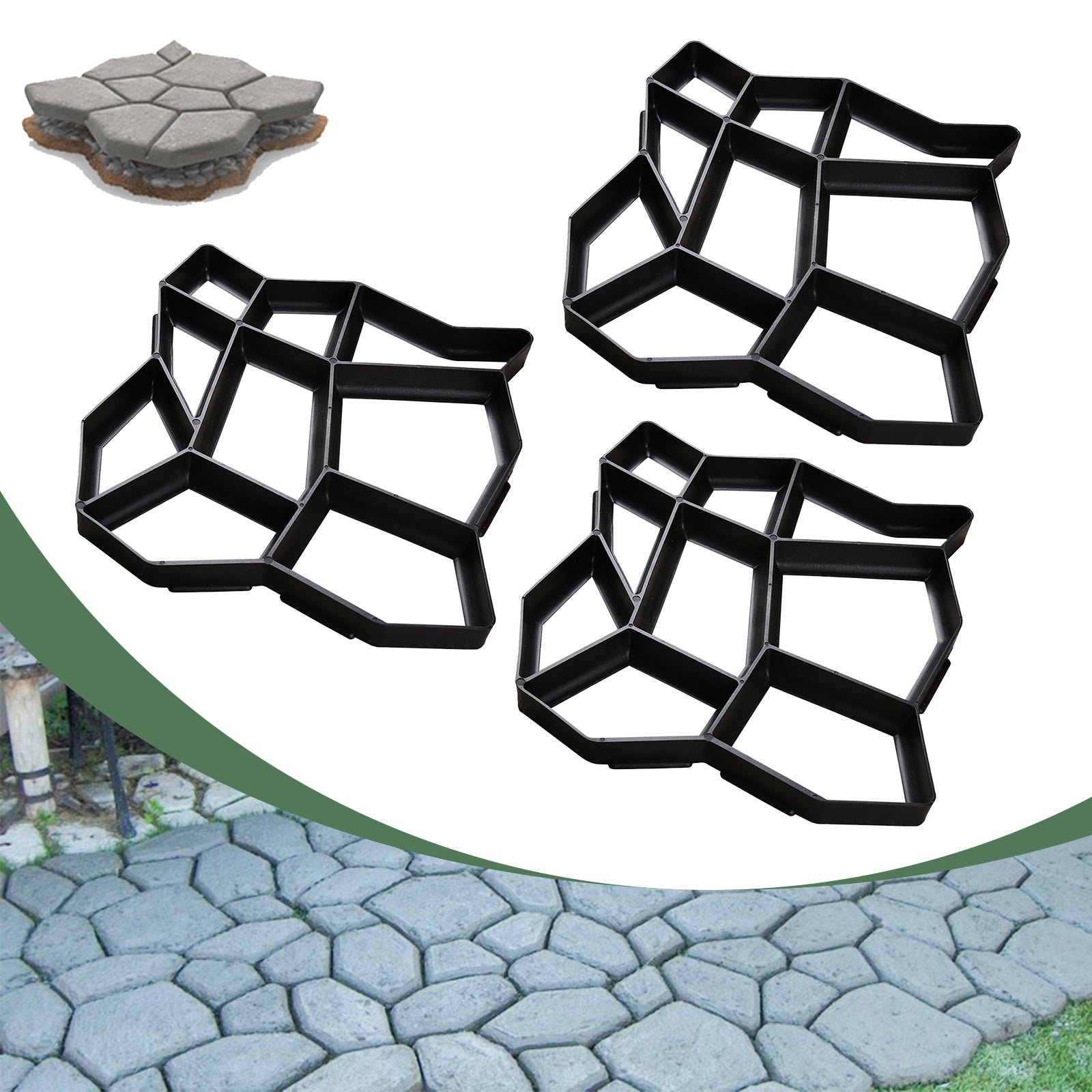 Moldes Para Hormigón Con Forma De Madera - DIY Para Caminos De Jardín, Paquete De 2 Unidades