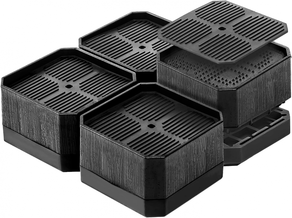 Podwyższenia Nóżek Łóżka, Podkładki Pod Mebel, Podwyższenie Łóżka, Podwyższenie Nóżek, Zwiększenie Wysokości o 4 CM lub 8 CM (4 szt., Czarny)