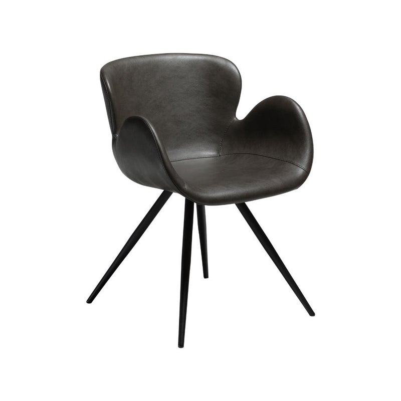 Gaia Dan-Form krzesło stołowe z podłokietnikami PU skóra sztuczna szara.