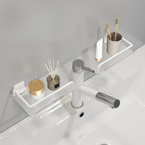 Organiseur De Robinet De Salle De Bain Mural En Noyer Avec