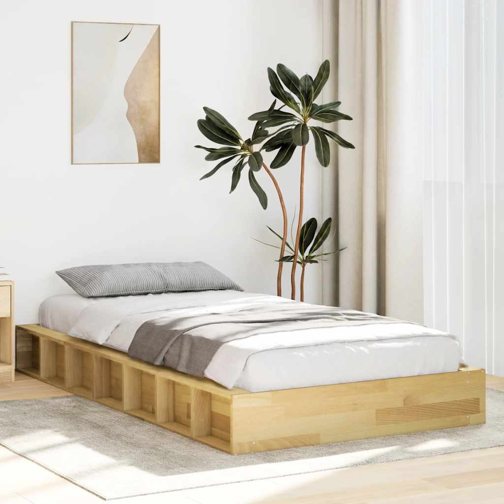 Łóżko Drewniane Brązowe Rama Łóżka Ze Stelażem Sypialnia Pokój 80x200 cm