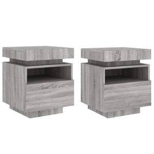 Comodino Rotondo Intelligente con Luce a LED e 3 Cassetti, Comodino in Legno con Rivestimento in Ecopelle con Ricarica Wireless e 3 modalità di Illuminazione, Armadietto per Camera da Letto