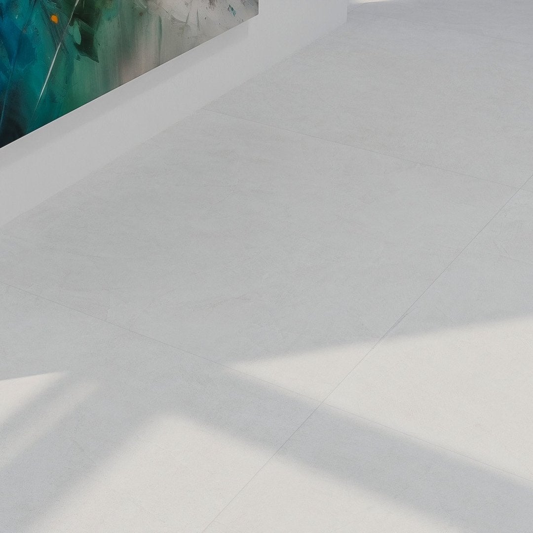 Béton ciré blanche Carrelages 122,2x122,2 cm 9,5 mm CRE 3000 120x120 Leroy Merlin