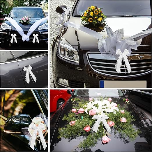 Noeuds de Ruban de Deco Mariage, 30 Pièces Décoration Voiture Mariage Noeuds et Rubans Satin Blanc, pour Wedding, Bouquet, Noël, Cadeau,Anniversaire - 3